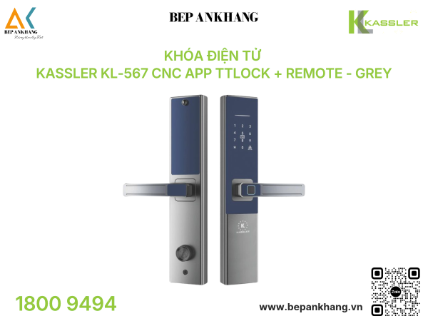 Khóa điện tử Kassler KL-567 CNC App TTlock + Remote - Grey